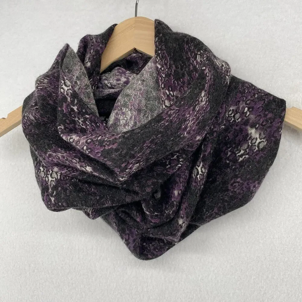 Scarf Womens OS Wool Blend Gauze Animal Print Snood Infinity Purple 19